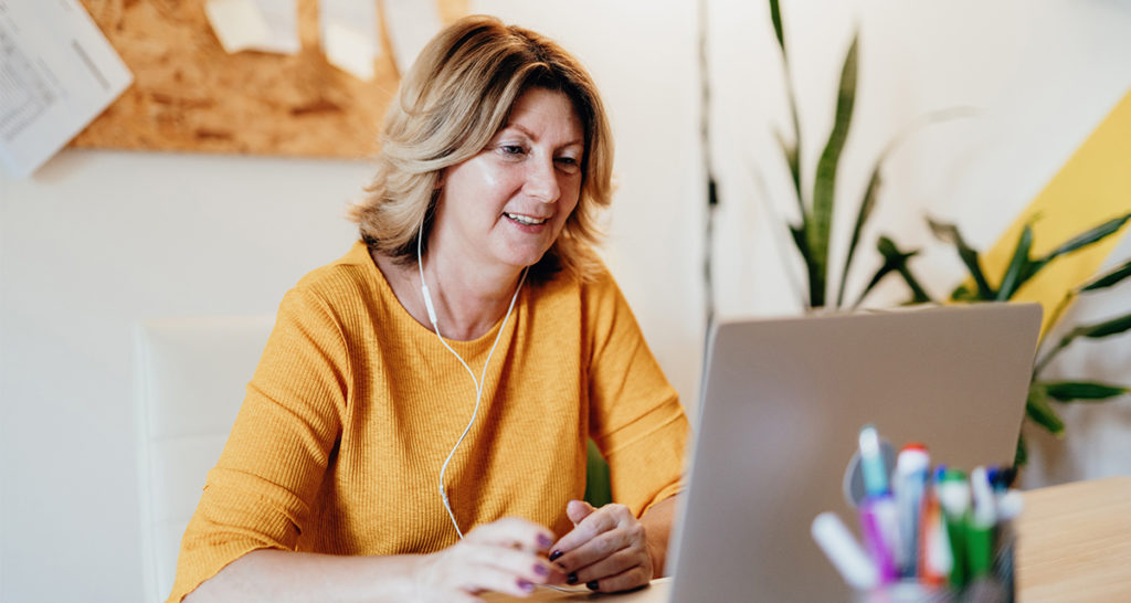 Woman enjoying online content at home